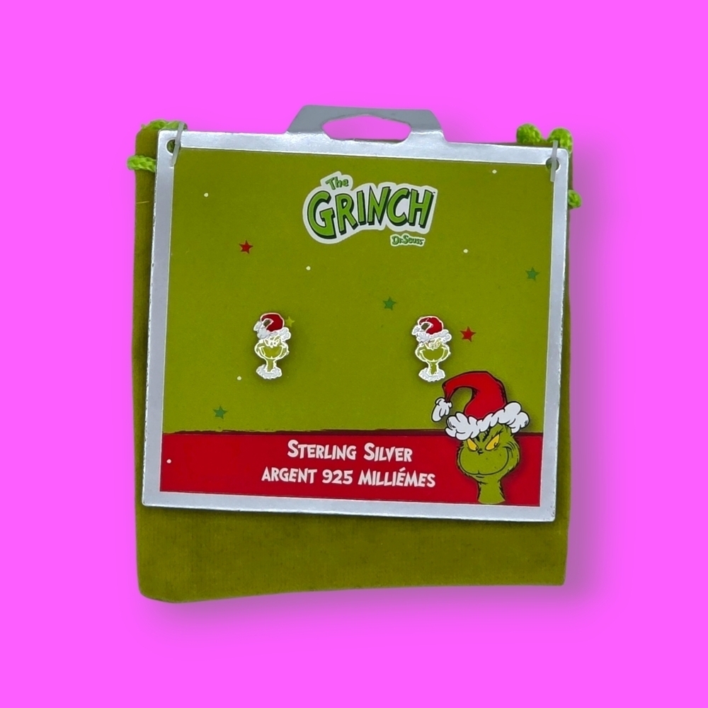 Dr. Seuss The Grinch Sterling Silver Enamel Stud Earrings
